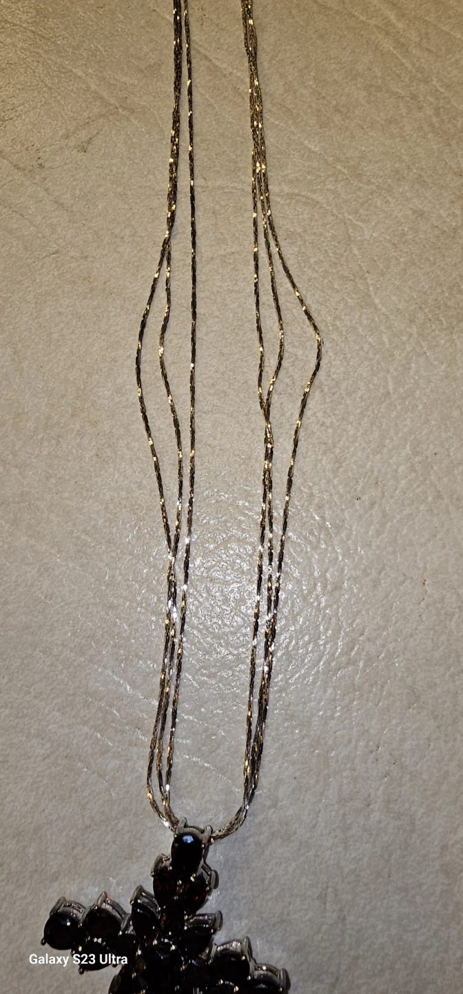 Gold Cross Necklace with Garnet  Stones - photo 3