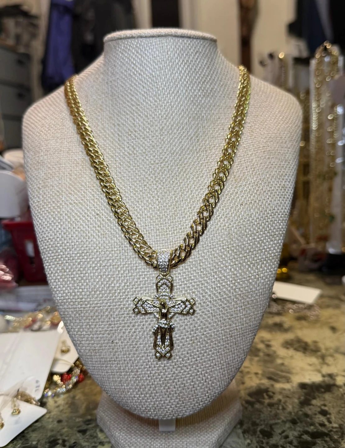 14k Gold laminated Jesus Crucifix Pendant Necklace