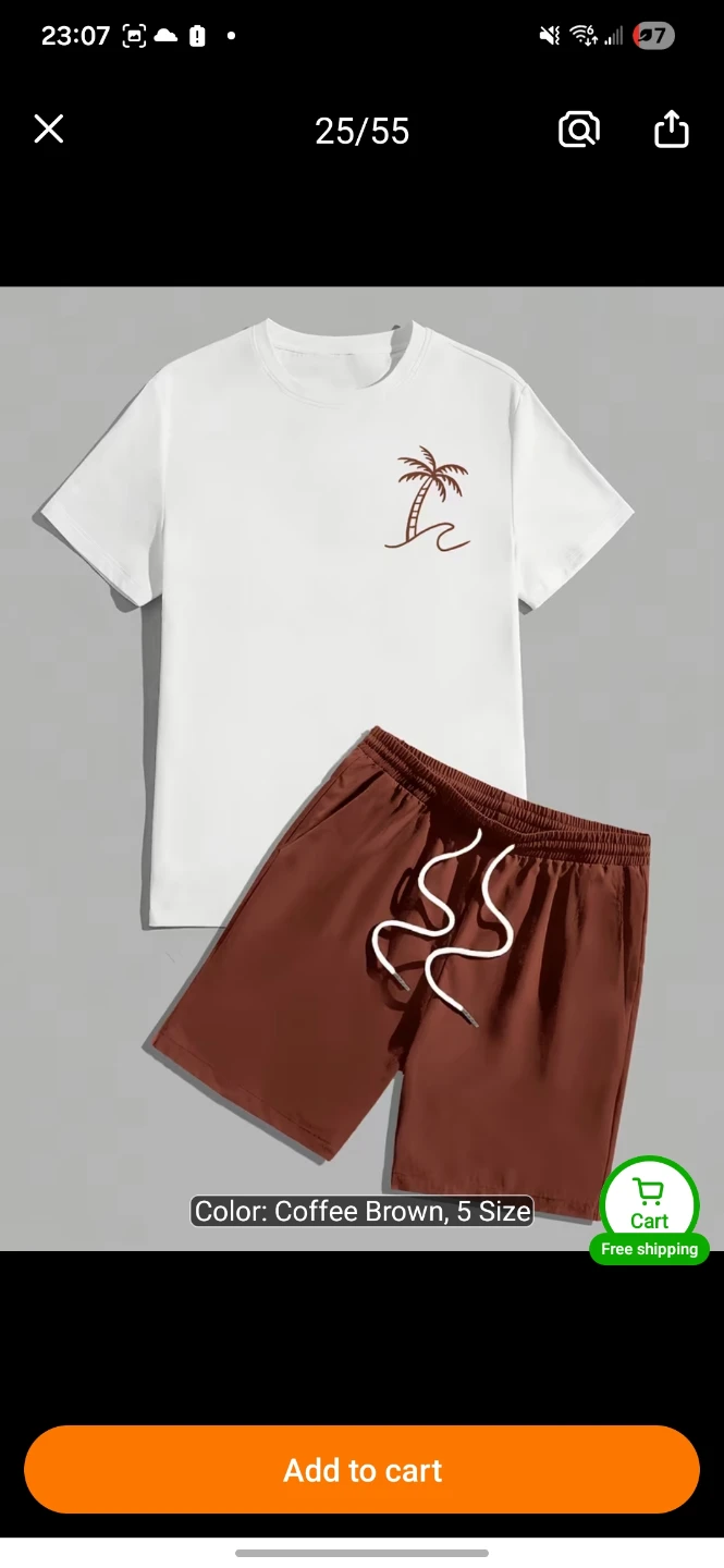 White T-shirt and Coffee Brown Shorts Set