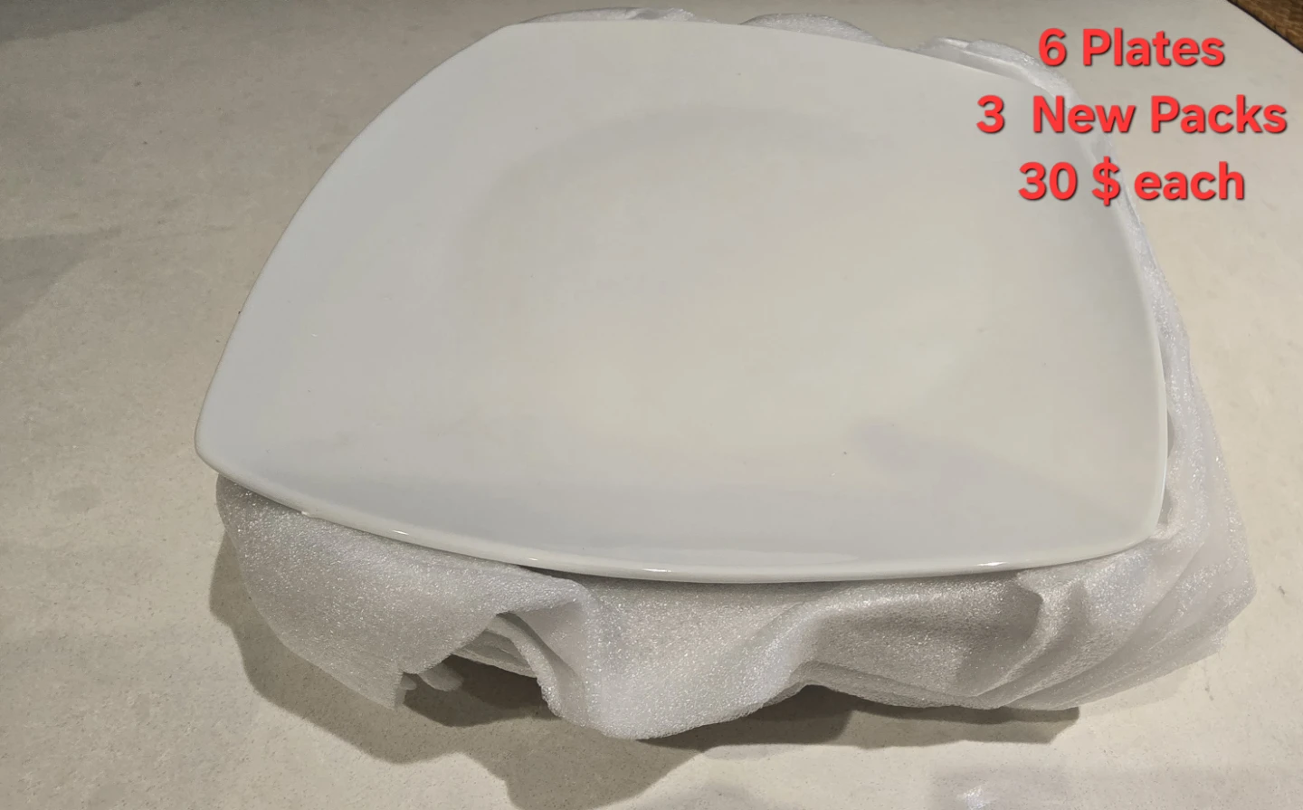 White Square Dinner Plates - 6 Count