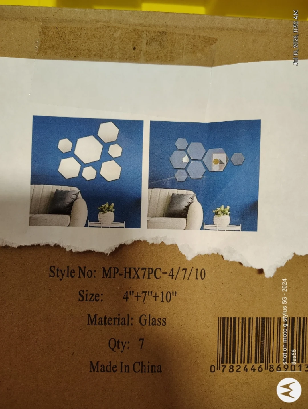 ShopACandle Hexagon Wall Mirrors, Set of 7, Glass