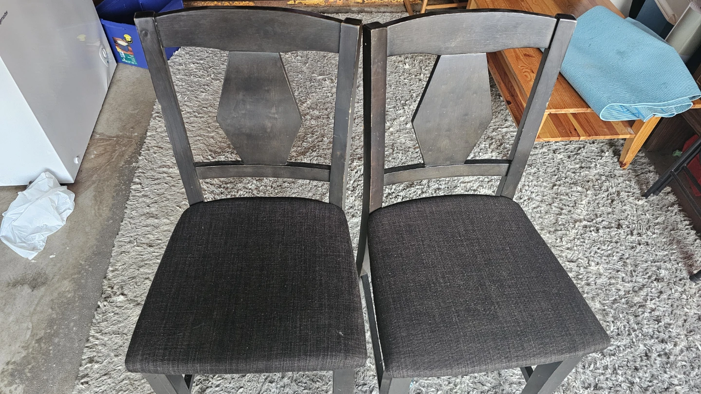 Set of 2 Dark Grey Upholstered high Chairs