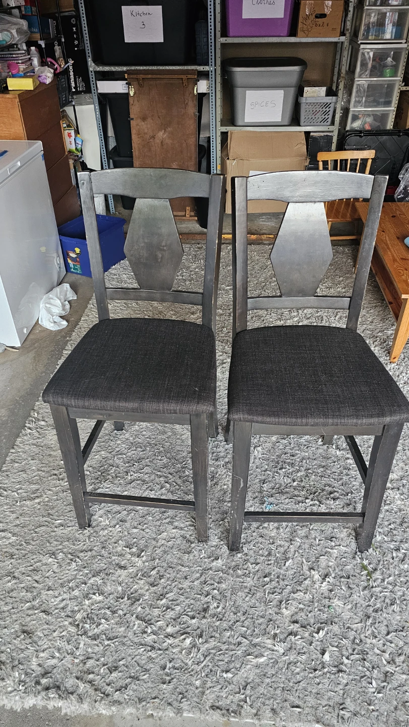 Set of 2 Dark Grey Upholstered high Chairs - photo 3