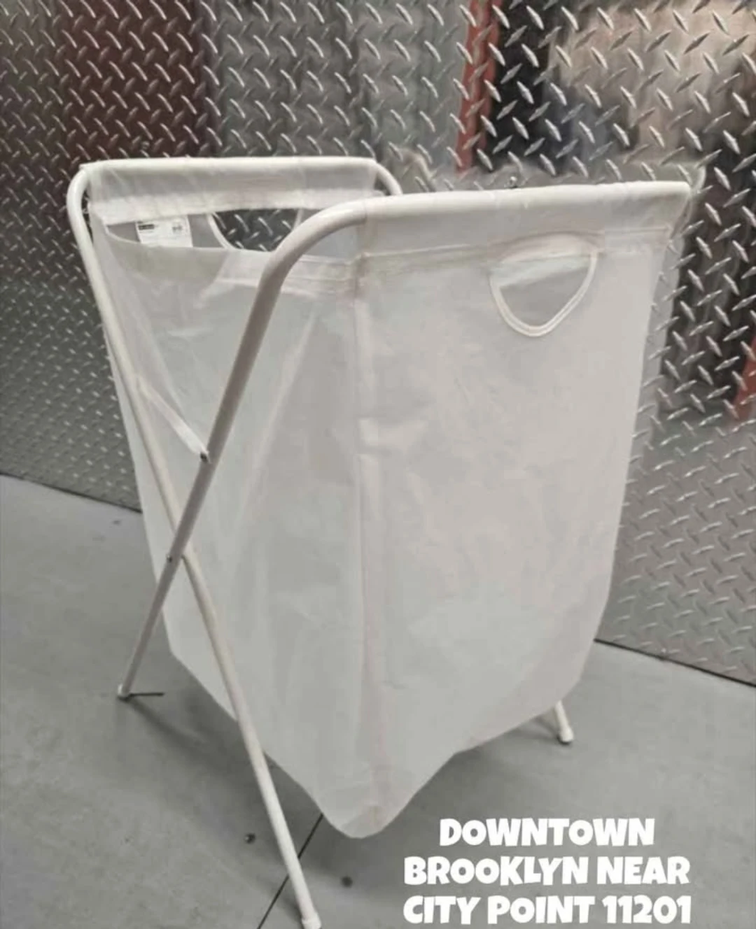 IKEA JALL White Folding Laundry Hamper Spacious Top
