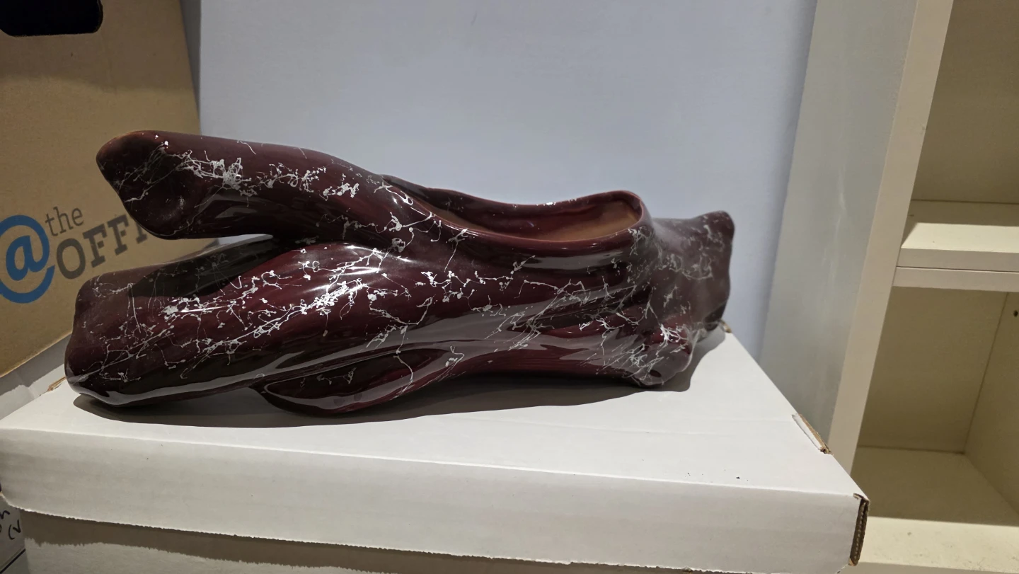 Red Glazed Ceramic Driftwood Vase