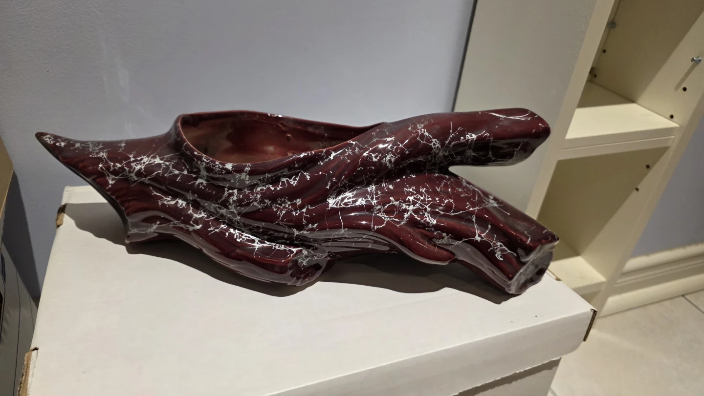 Red Glazed Ceramic Driftwood Vase - photo 3