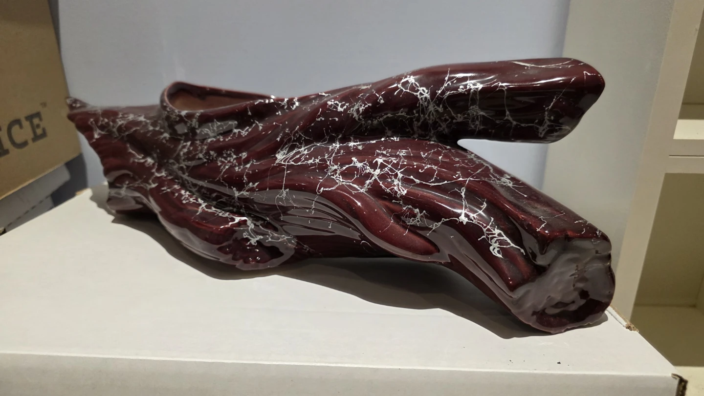 Red Glazed Ceramic Driftwood Vase - photo 4