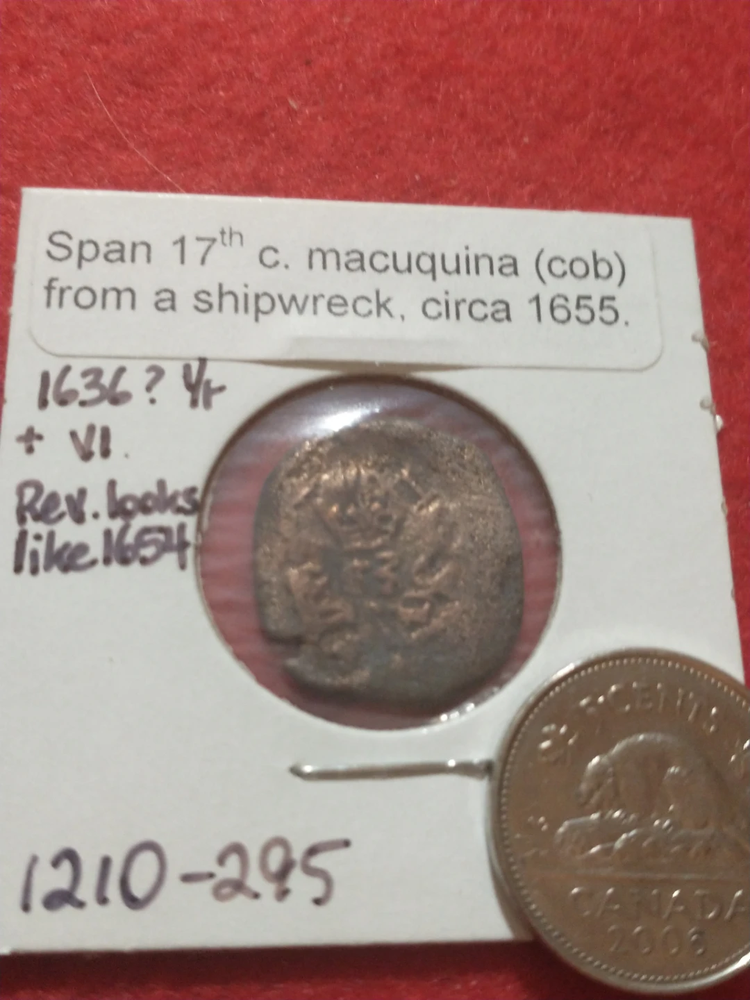 Spanish 17th Century Macuquina Cob Coin from Shipwreck c. 1655 - photo 3