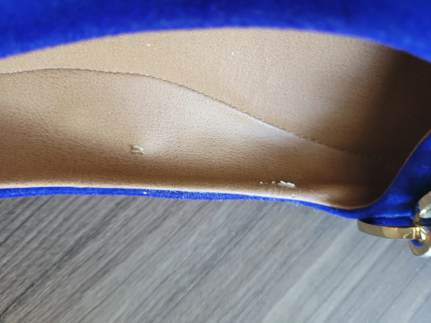ALDO Blue Velvet Flats with Gold Hardware - photo 4