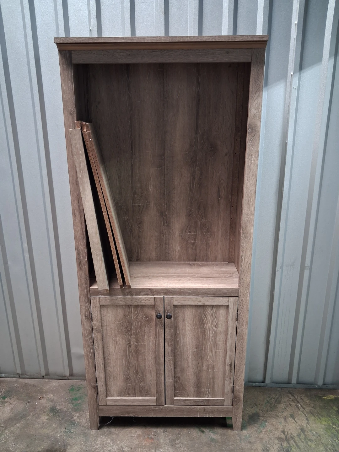 Tall Wooden Bookcase with Cabinet