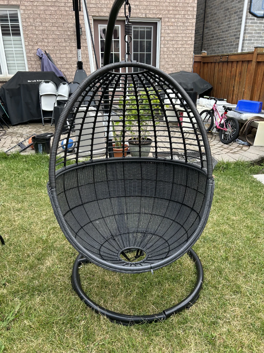 Wicker Hanging Egg Chair with Stand - photo 4