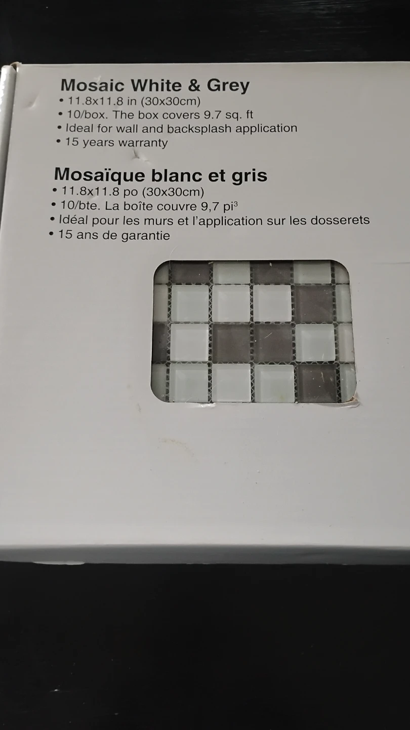 6 boxes Mosaic glass White & Grey Tiles - photo 3