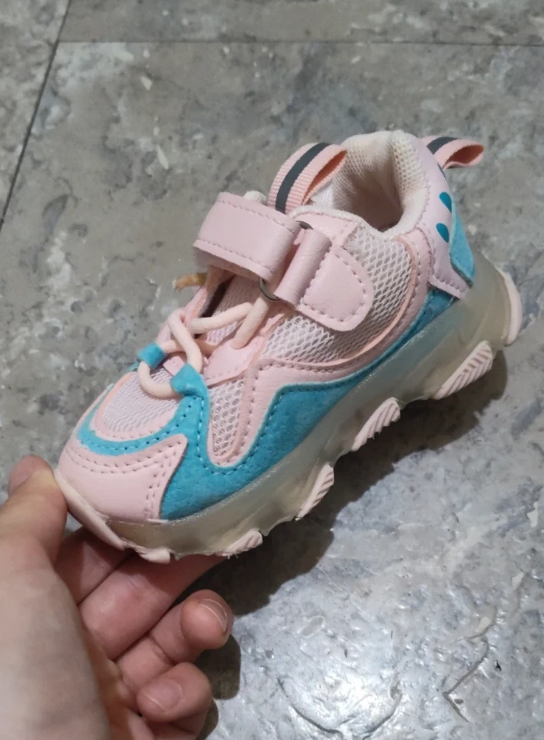Pink and teal kids' sneakers - photo 4