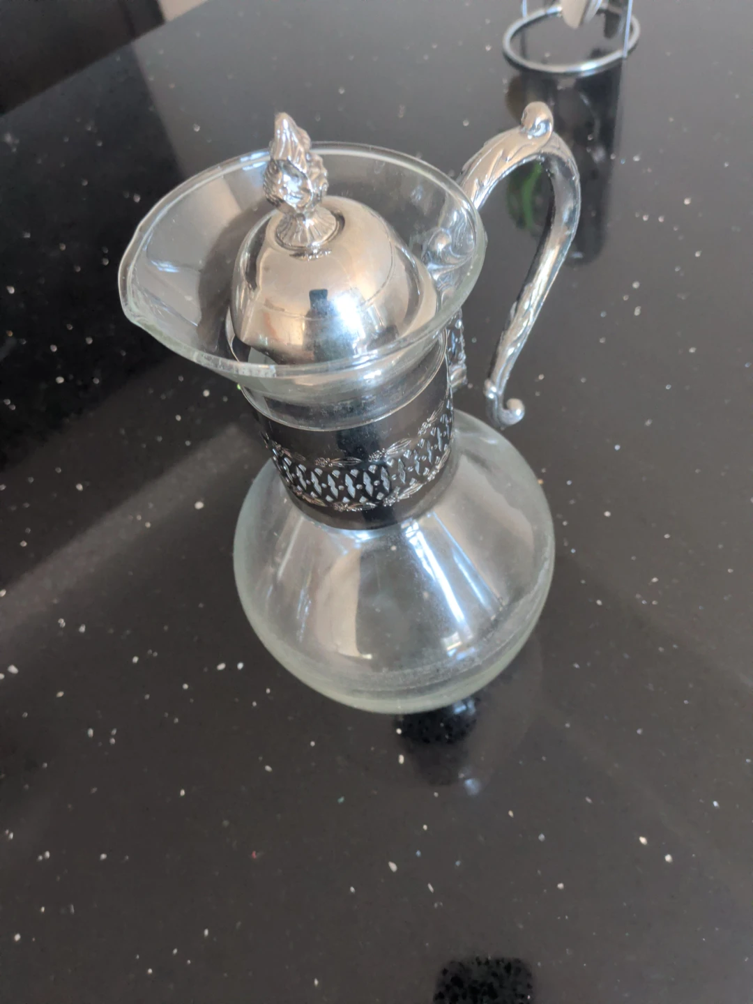 Vintage style Glass Decanter with Silver-Tone Trim - photo 2
