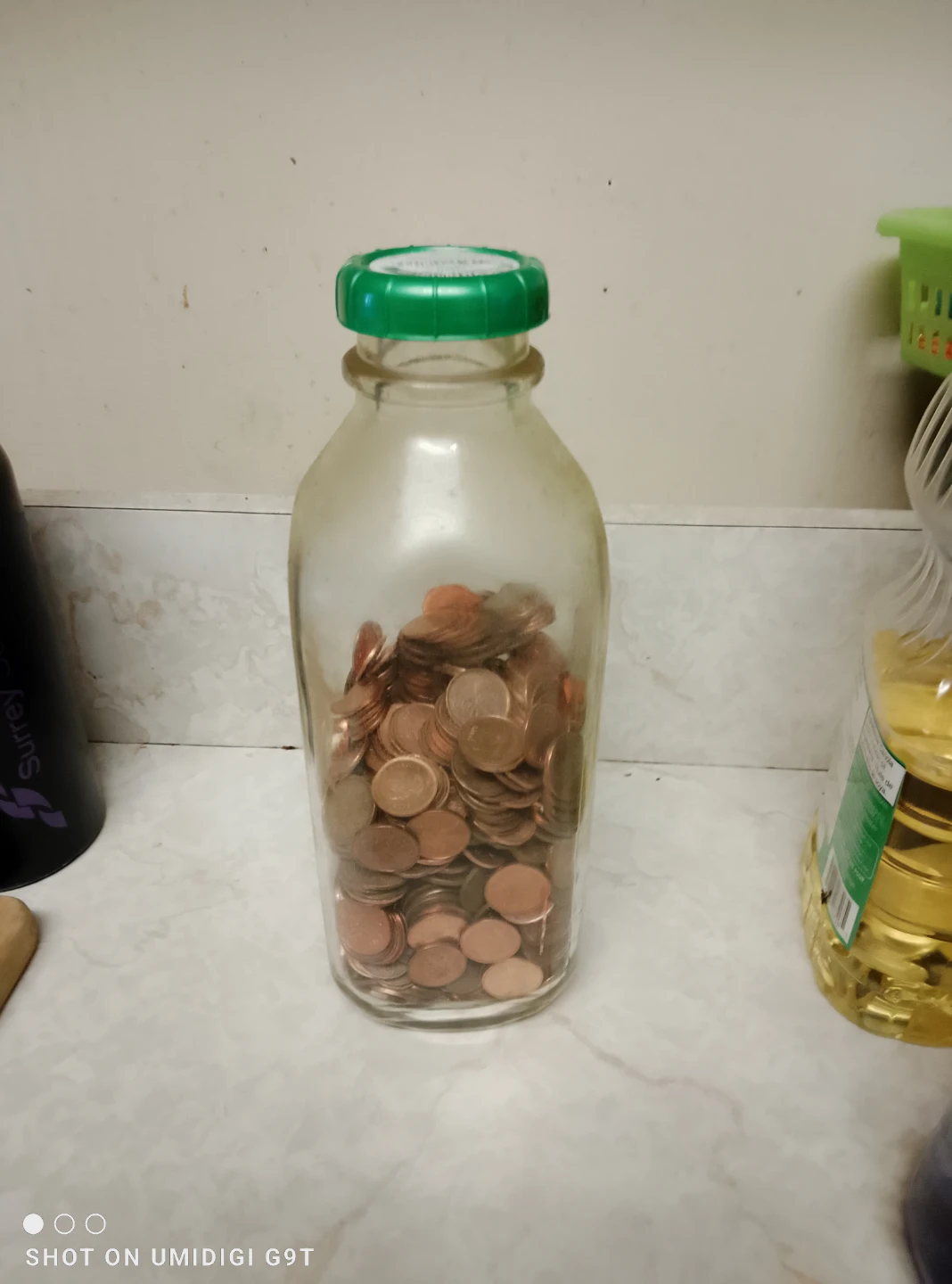 Glass Bottle Full of Pennies - photo 2