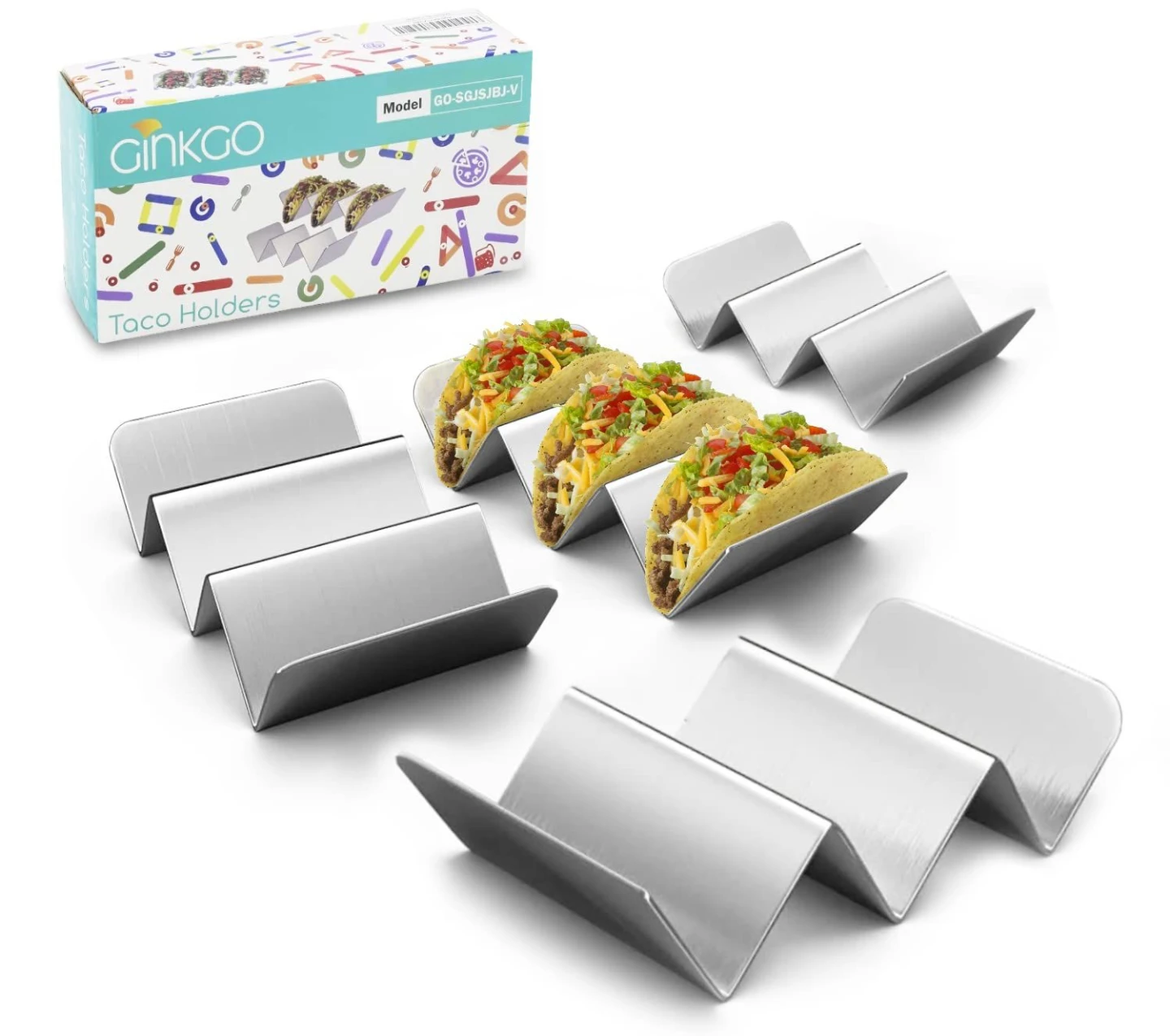Ginkgo Stainless Steel Taco Holders - NEW SEALED - photo 3