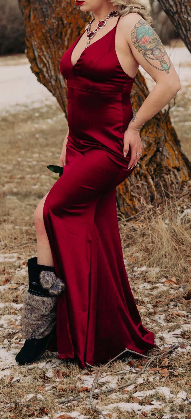 Satin Maxi Dress with Slit