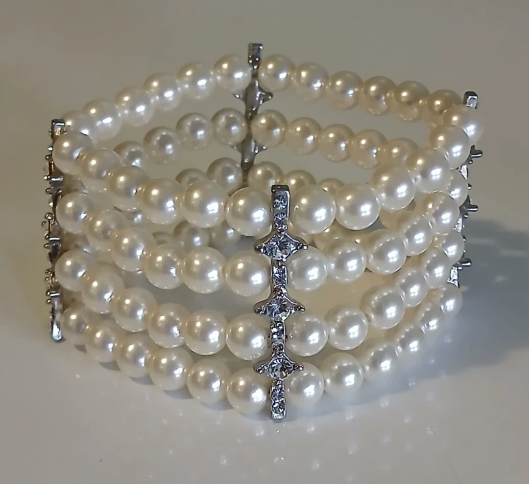Faux Pearl and Rhinestone Bracelet - photo 2