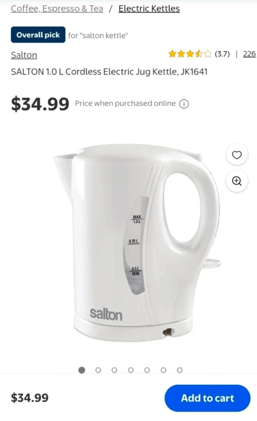 Brand new - Salton Electric Jug Kettle 1 Litre - White - photo 3