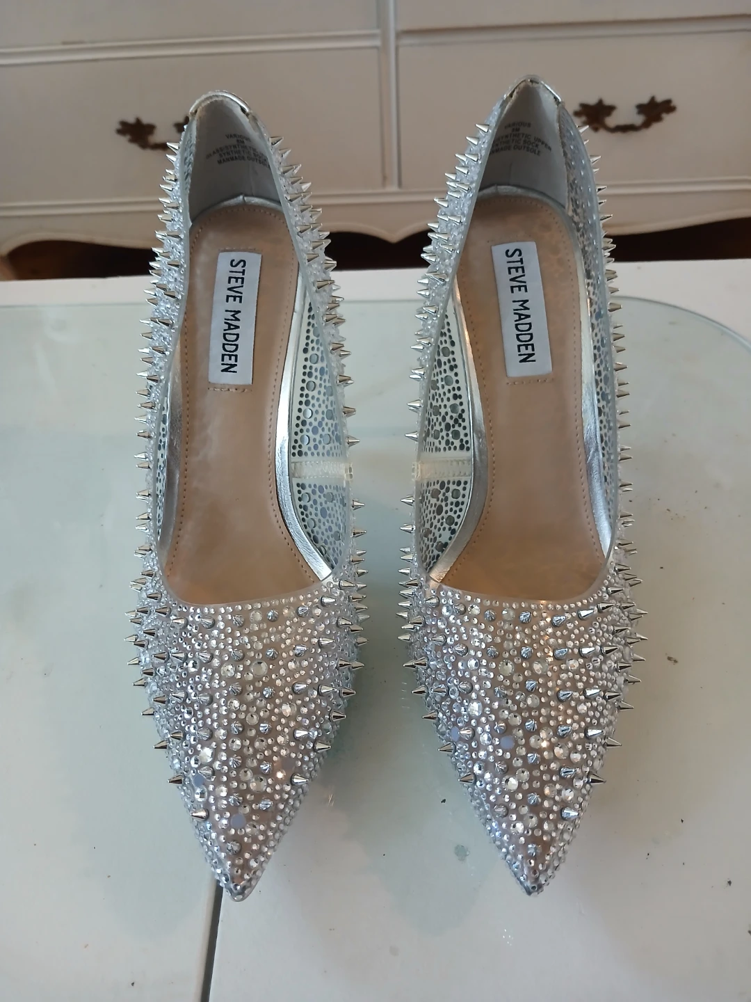 Steve Madden Studded Clear Heels Size 8