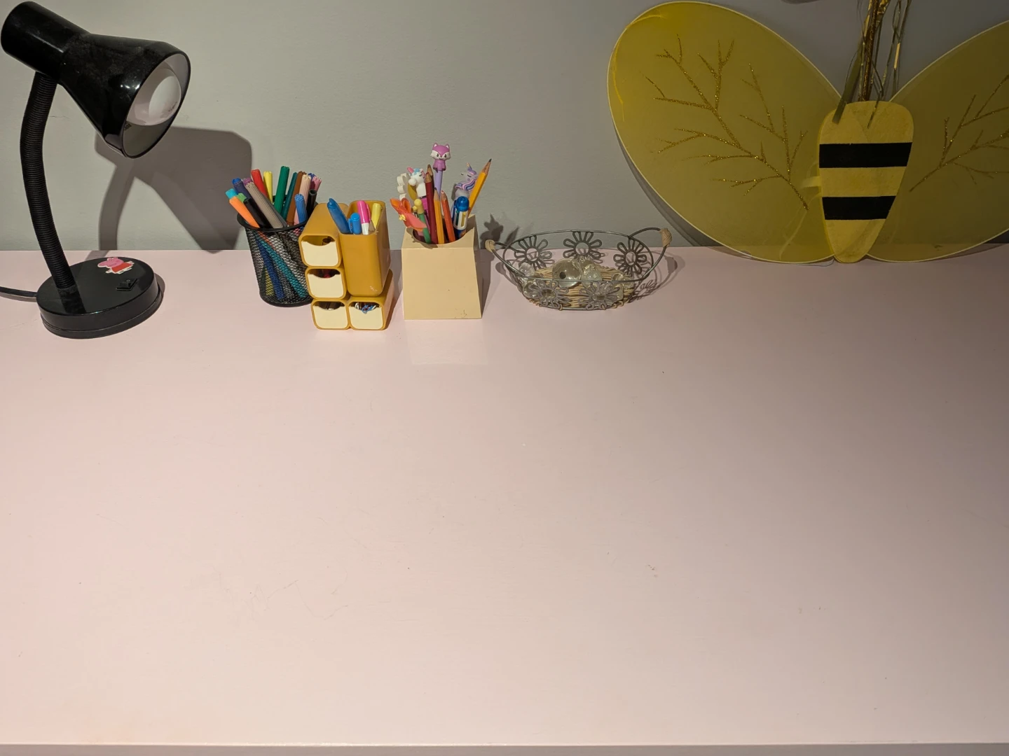 Pink kids desk with  draw, storage unit and matching chair - photo 4