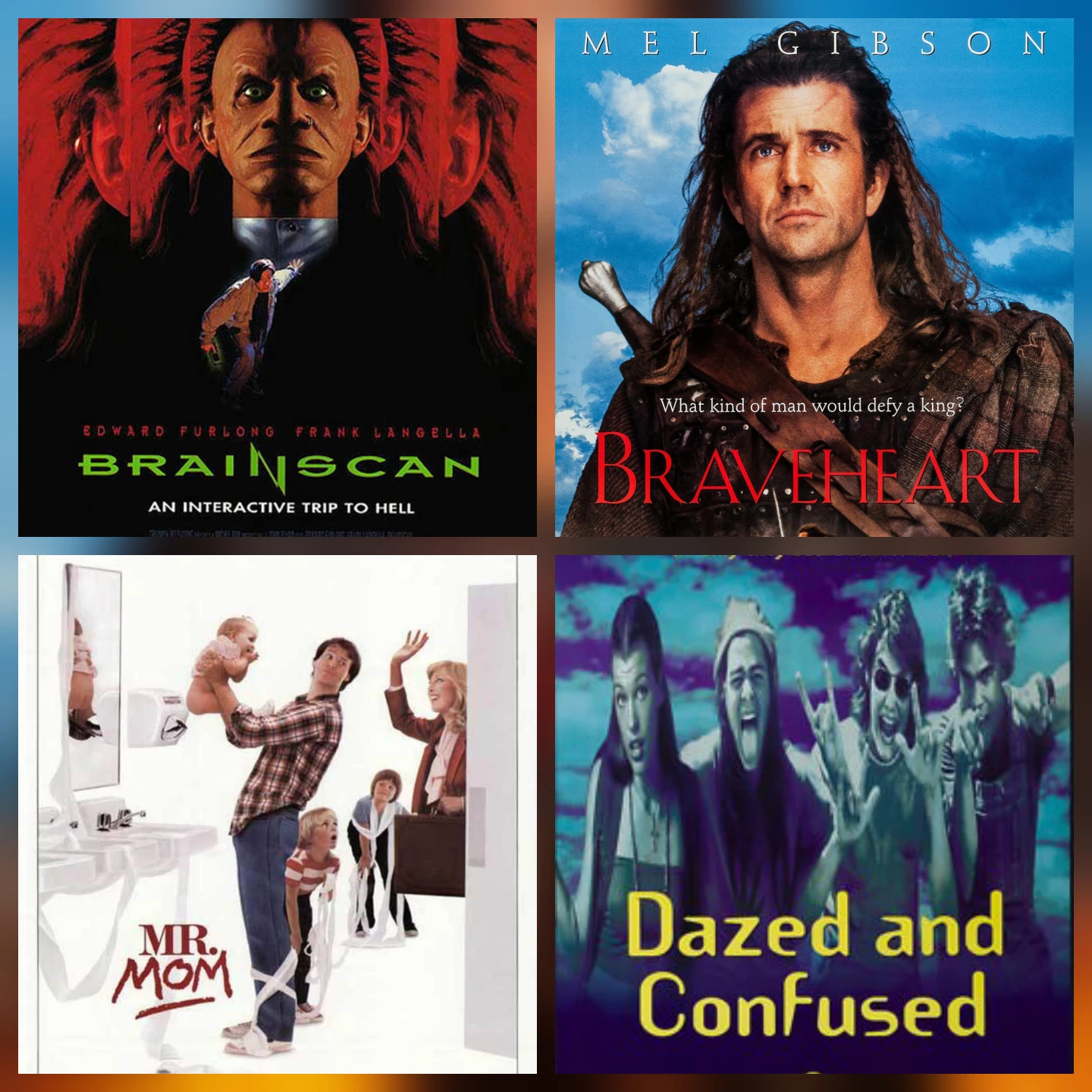 VHS Movie Bundle: Brainscan, Braveheart, Mr. Mom, Dazed Confused