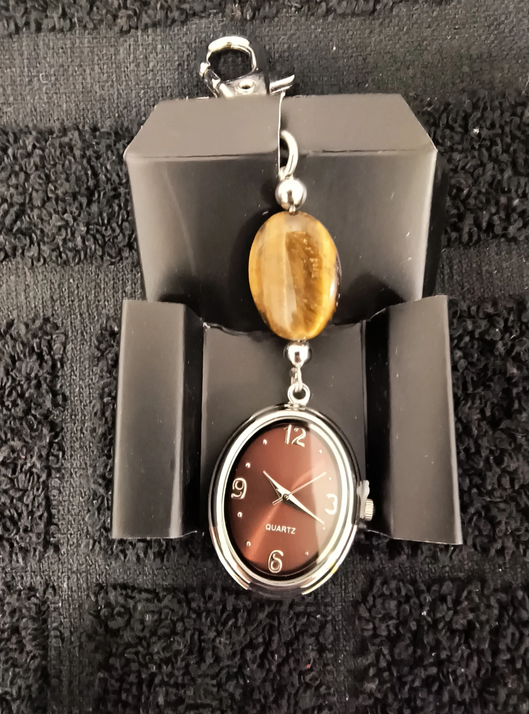 Simulated Semi-Precious Stone Clip Watch - Tigers Eye Color - photo 2