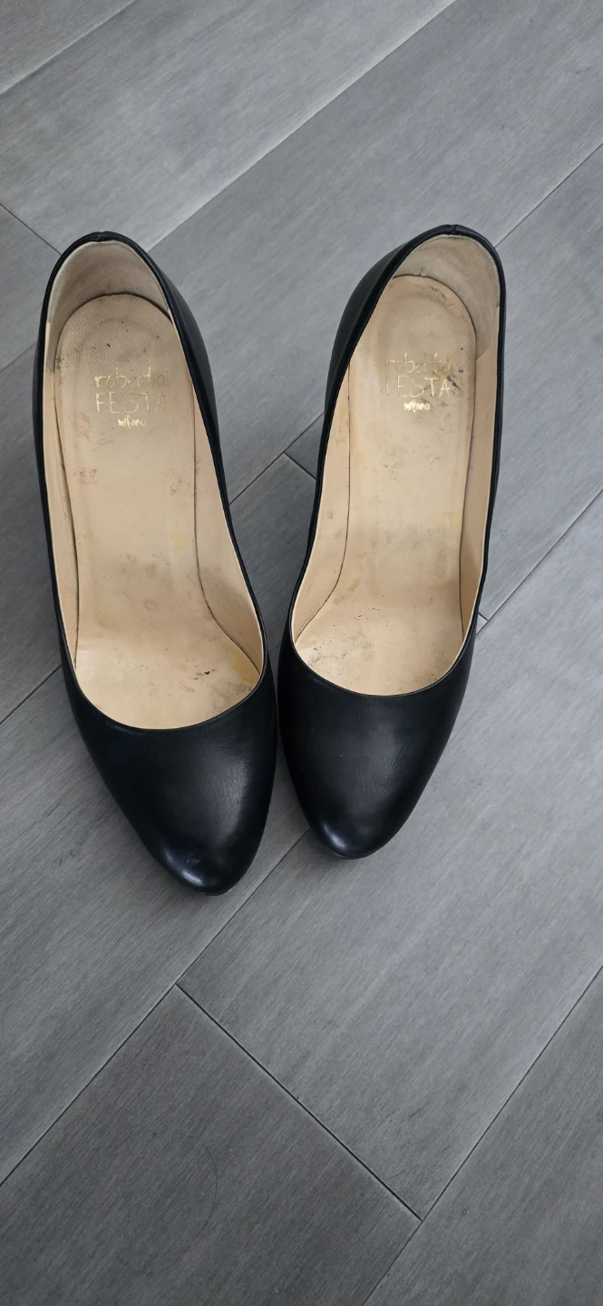 Italian Black Leather Heels