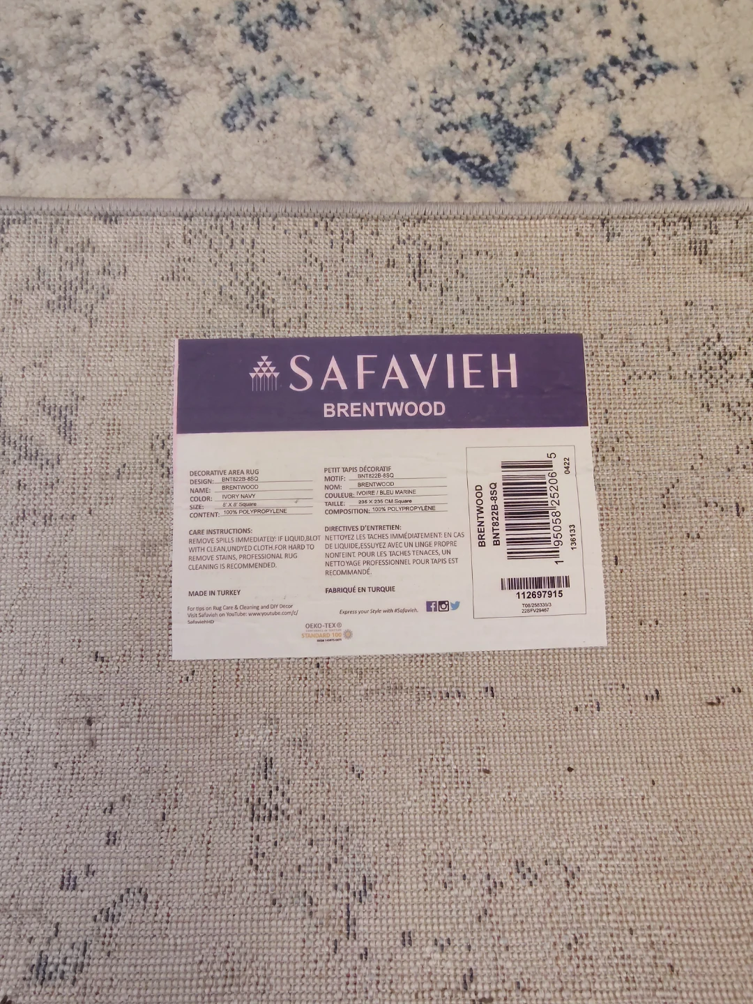 Safavieh Brentwood Decorative Area Rug - Blue/Cream - photo 4