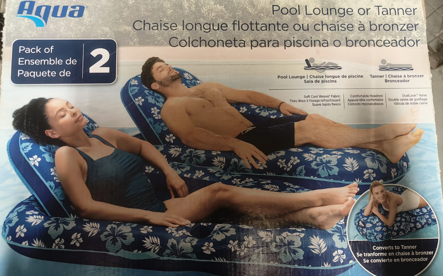 Aqua Pool Lounge or Tanner - Pack of 2