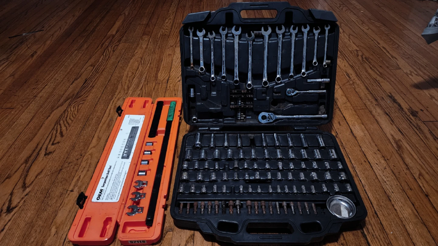 Mechanics Tool Set & Serpentine Belt Tool Bundle