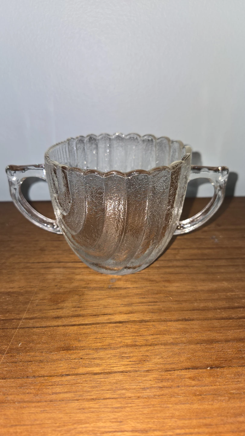 Vintage Glass Sugar Bowl with Handles