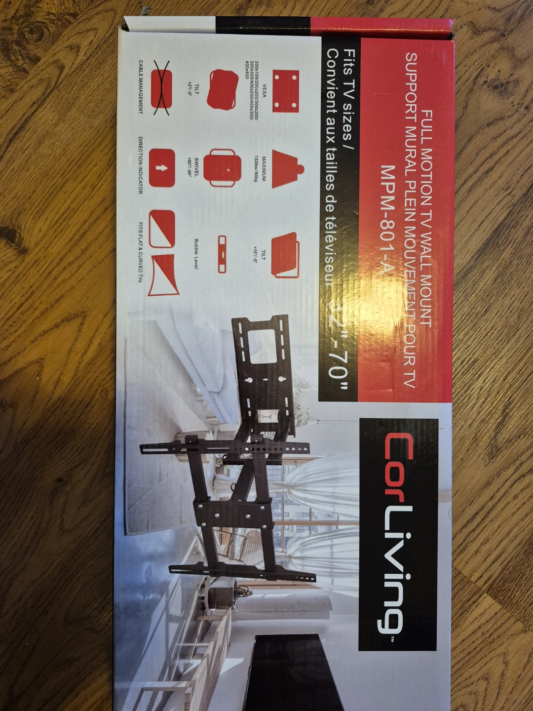 CorLiving Full Motion TV Wall Mount MPM-801-A