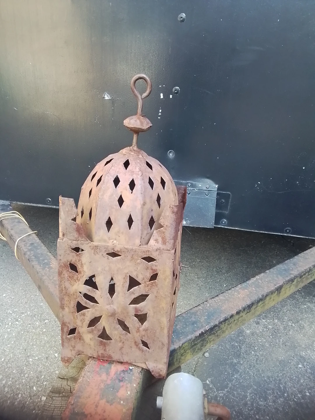 Colossal 23” Vintage Moroccan Punched Iron Candle Lantern Garden