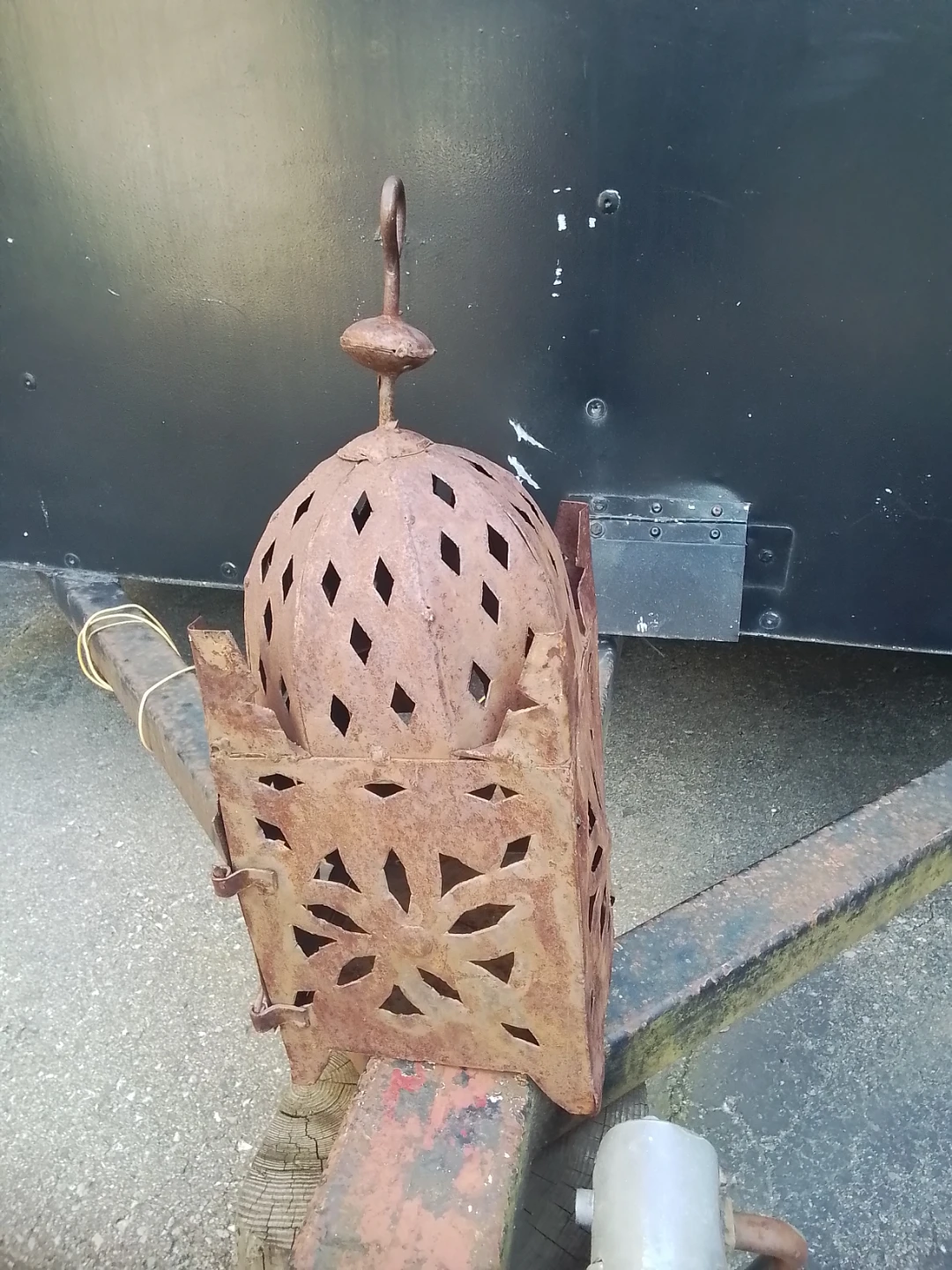 Colossal 23” Vintage Moroccan Punched Iron Candle Lantern Garden - photo 3