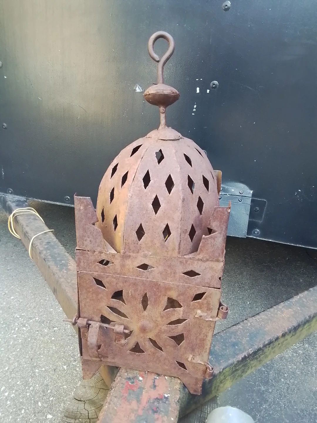 Colossal 23” Vintage Moroccan Punched Iron Candle Lantern Garden - photo 4