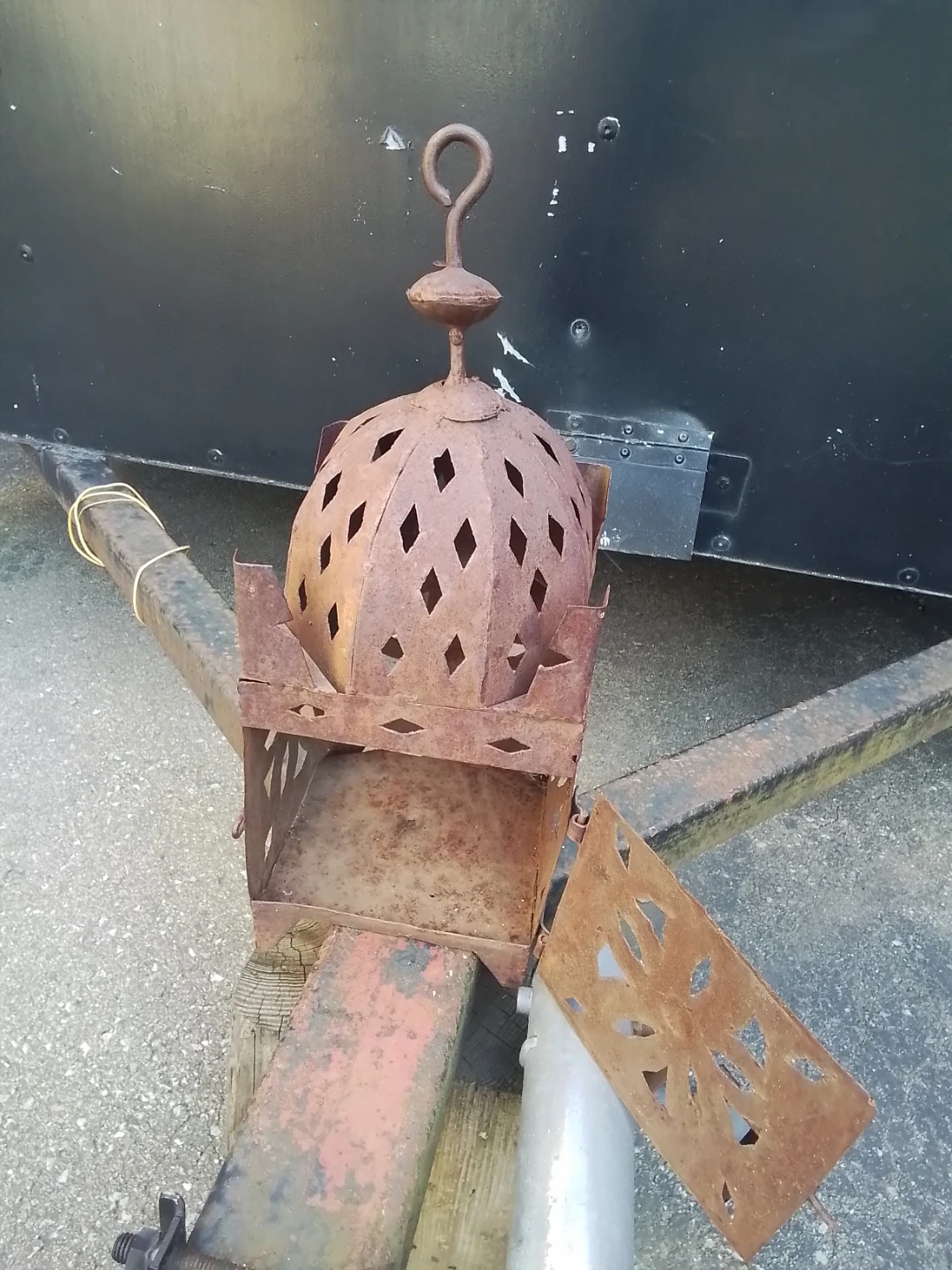 Colossal 23” Vintage Moroccan Punched Iron Candle Lantern Garden - photo 5