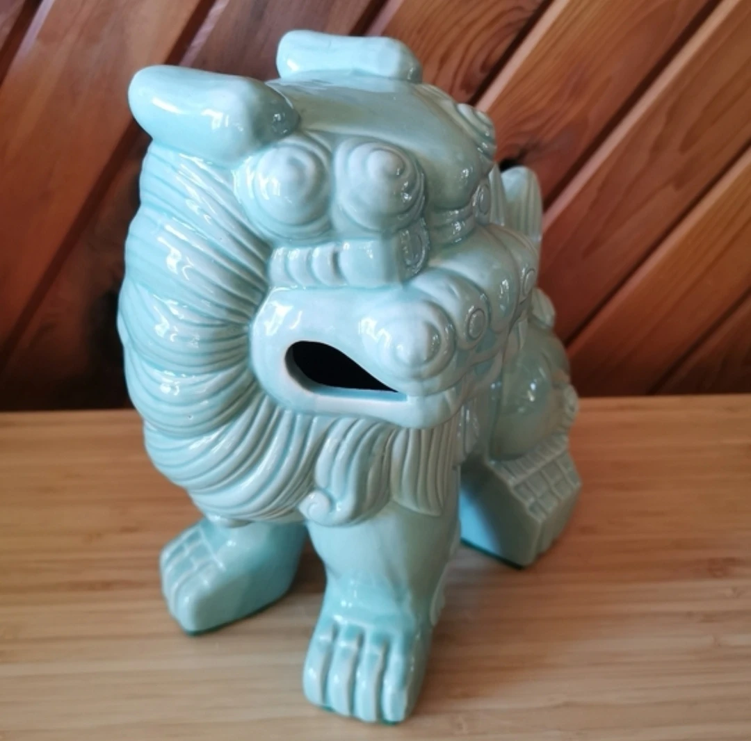 Vintage Large Ceramic Foo Dog Imperial Guardian Lion 9" Figurine - photo 2