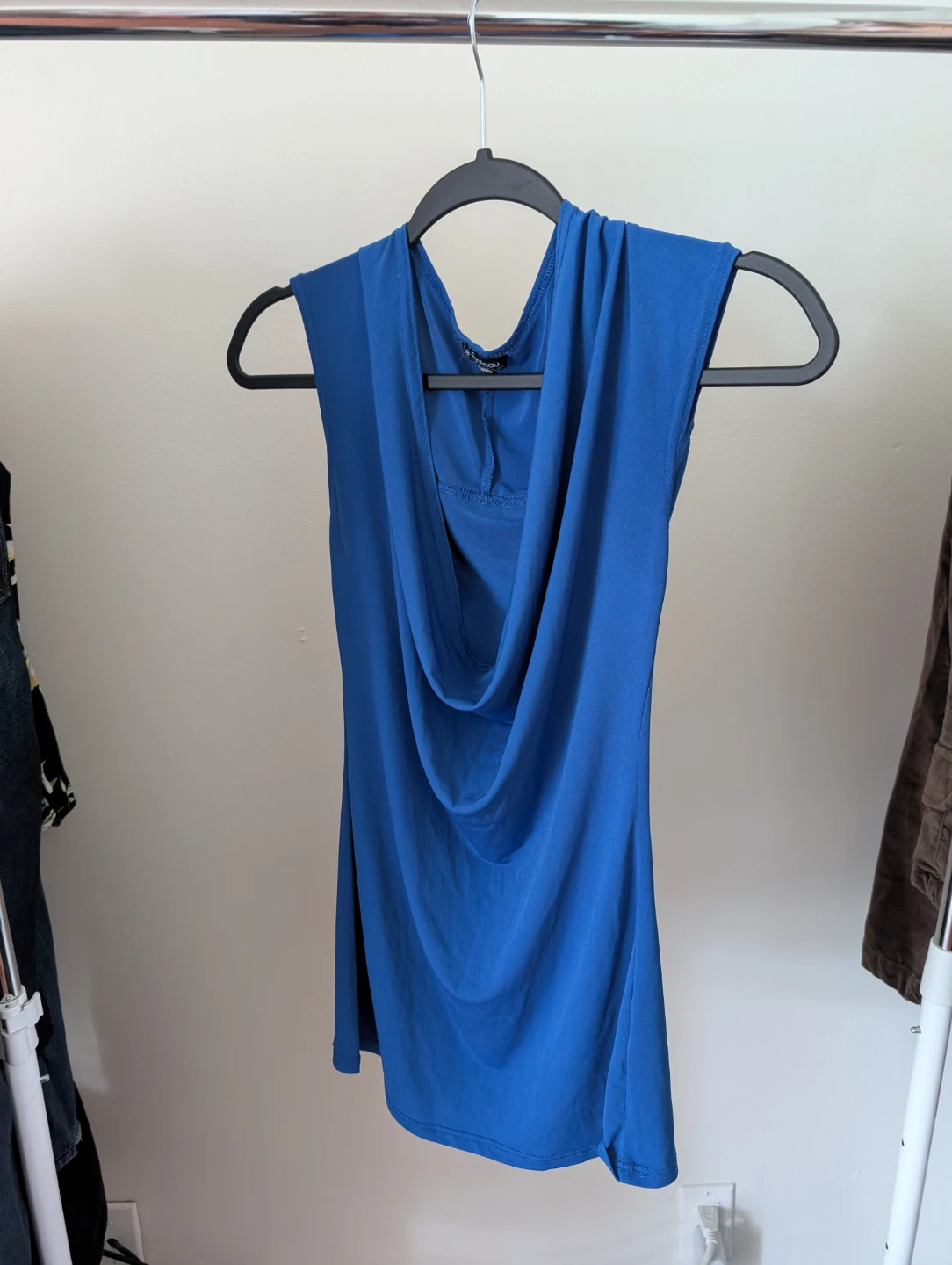 Le Chateau Blue Sleeveless Cowl Neck Top