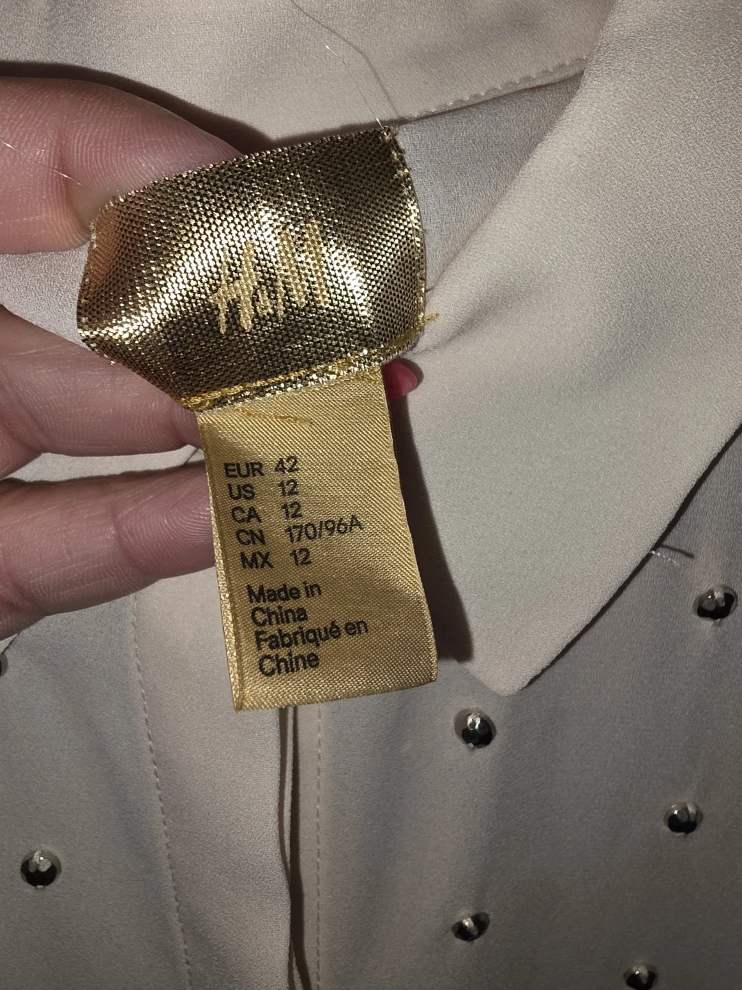 H&M Cream Embellished Button-Up Shirt - photo 3