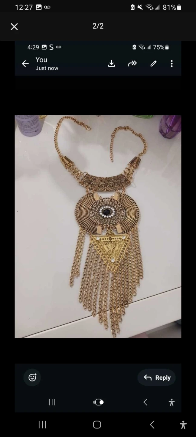 Gold Tone Statement Necklace 1time use - photo 2