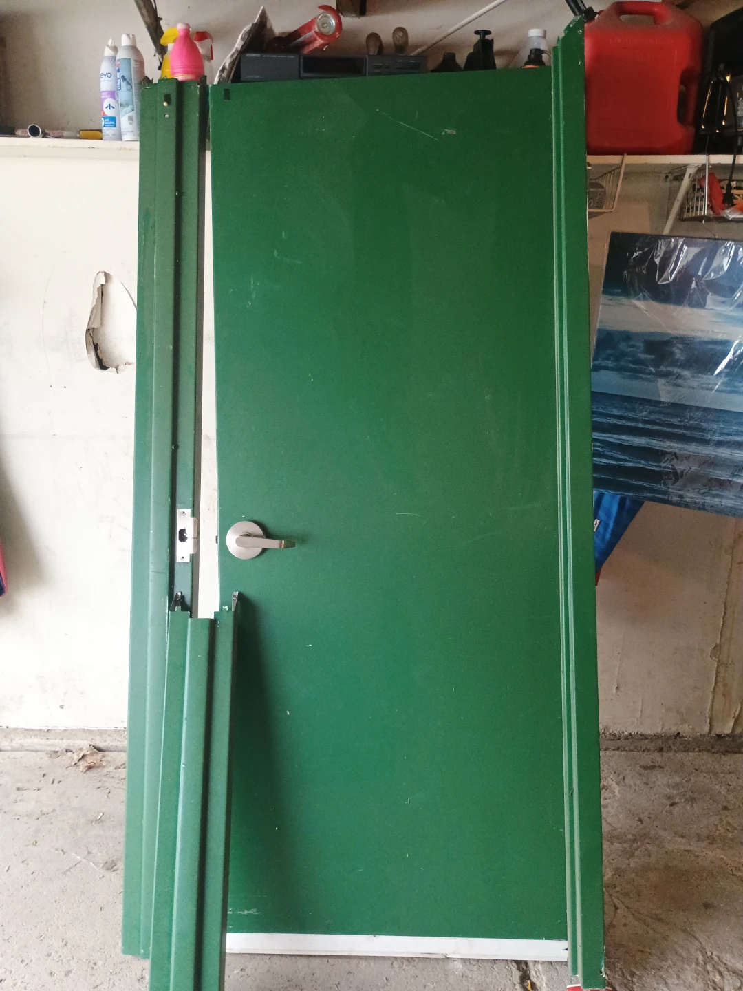 Green Metal Door with Handle