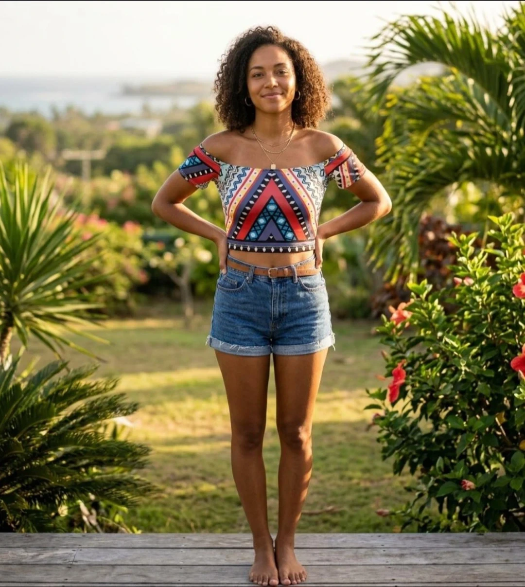 NEW Colourful Off-the-Shoulder Crop Top