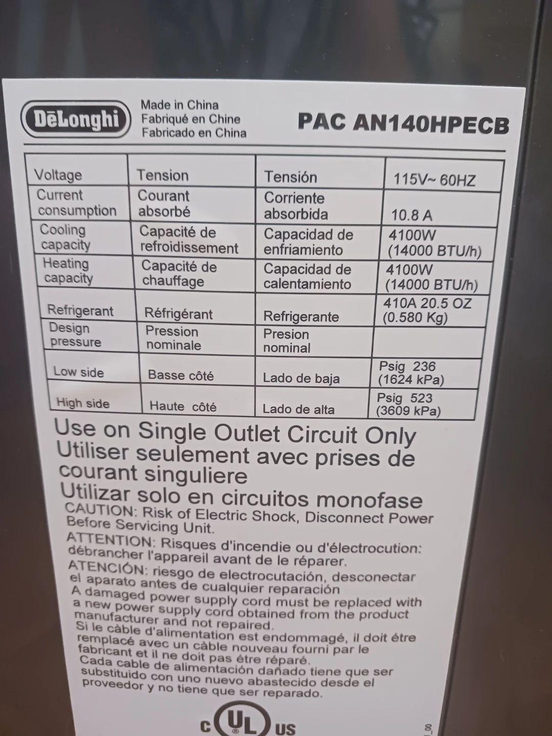 DeLonghi Pinguino PAC AN140HPECB Portable Air Conditioner - photo 3