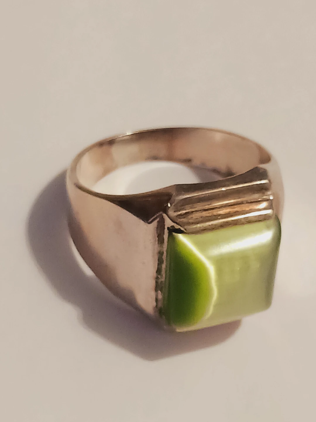 Sterling Silver 925 Massive Men's Green Stone Ring - photo 4