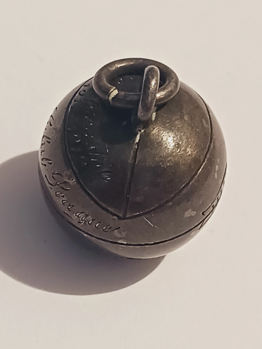 Antique Sterling Silver "1911-1912 Cricket Club" Ball Pendant