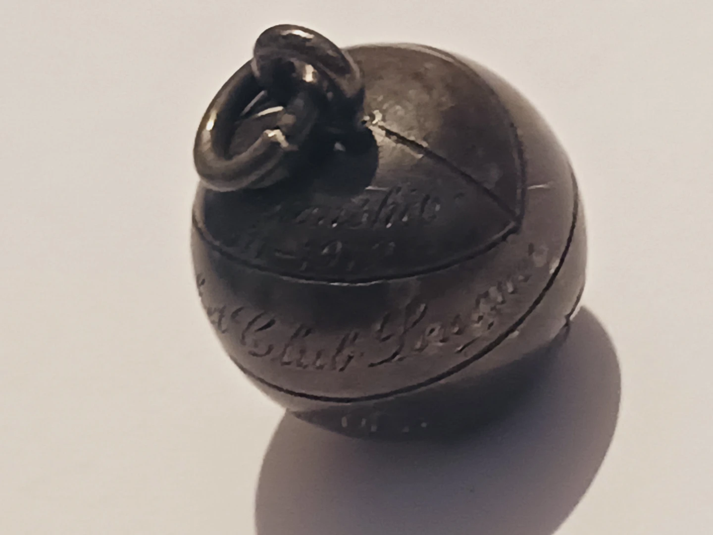 Antique Sterling Silver "1911-1912 Cricket Club" Ball Pendant - photo 3