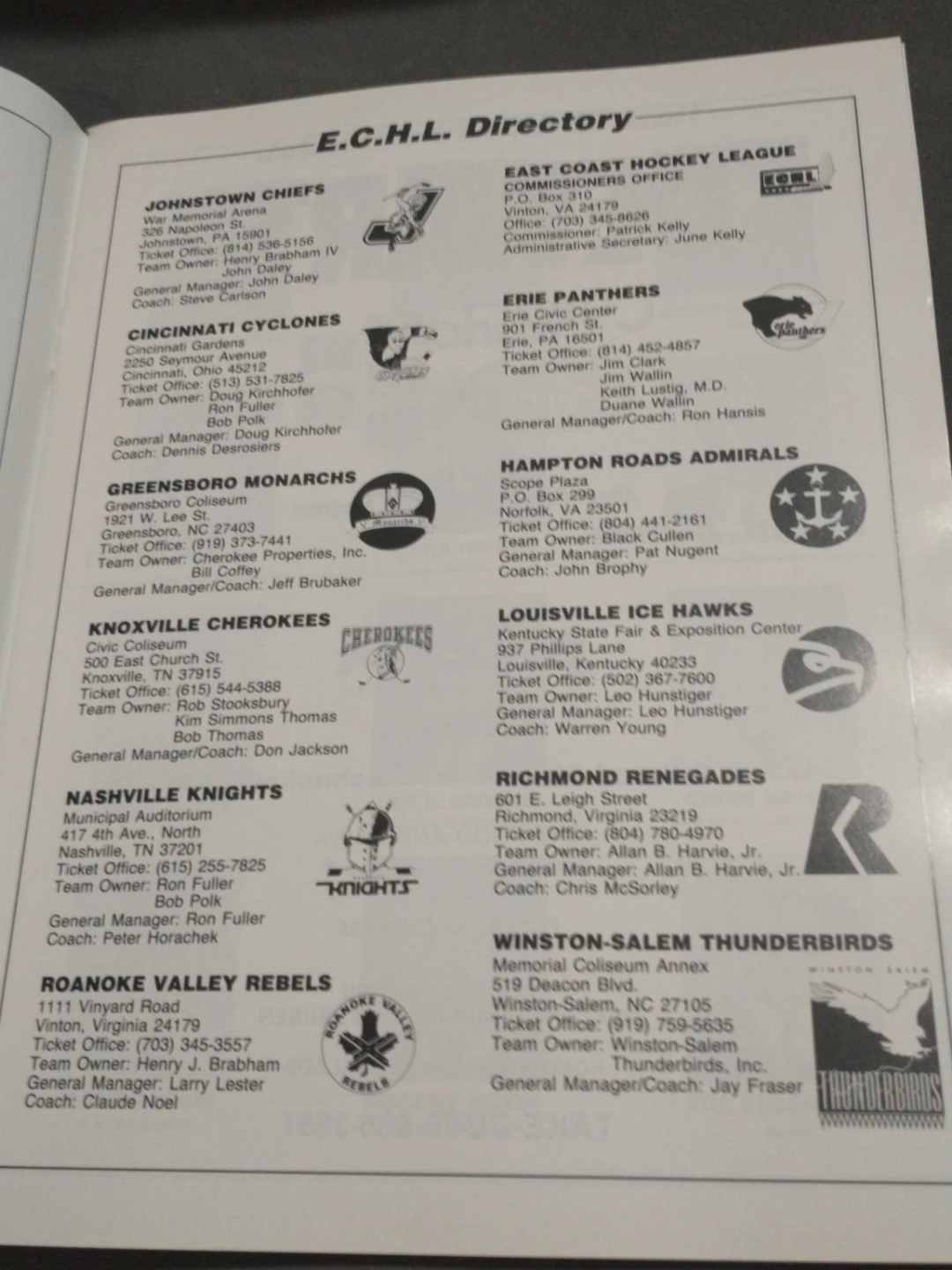 1990-1991 ECHL Johnstown Jets 50th Anniversary Playoff Program - photo 2