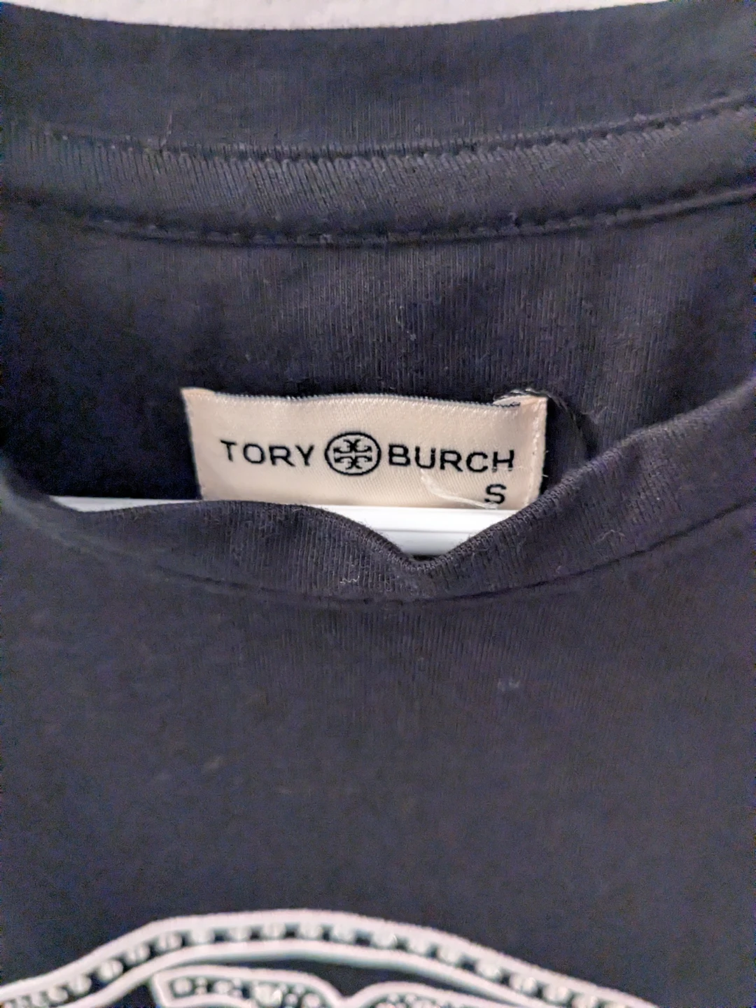 Tory Burch Authentic Black Embellished Logo T-Shirt Size S - photo 2