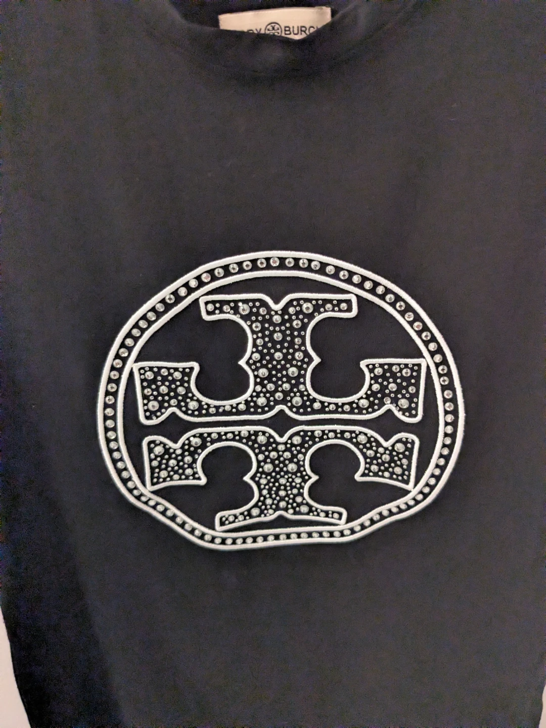 Tory Burch Authentic Black Embellished Logo T-Shirt Size S - photo 4